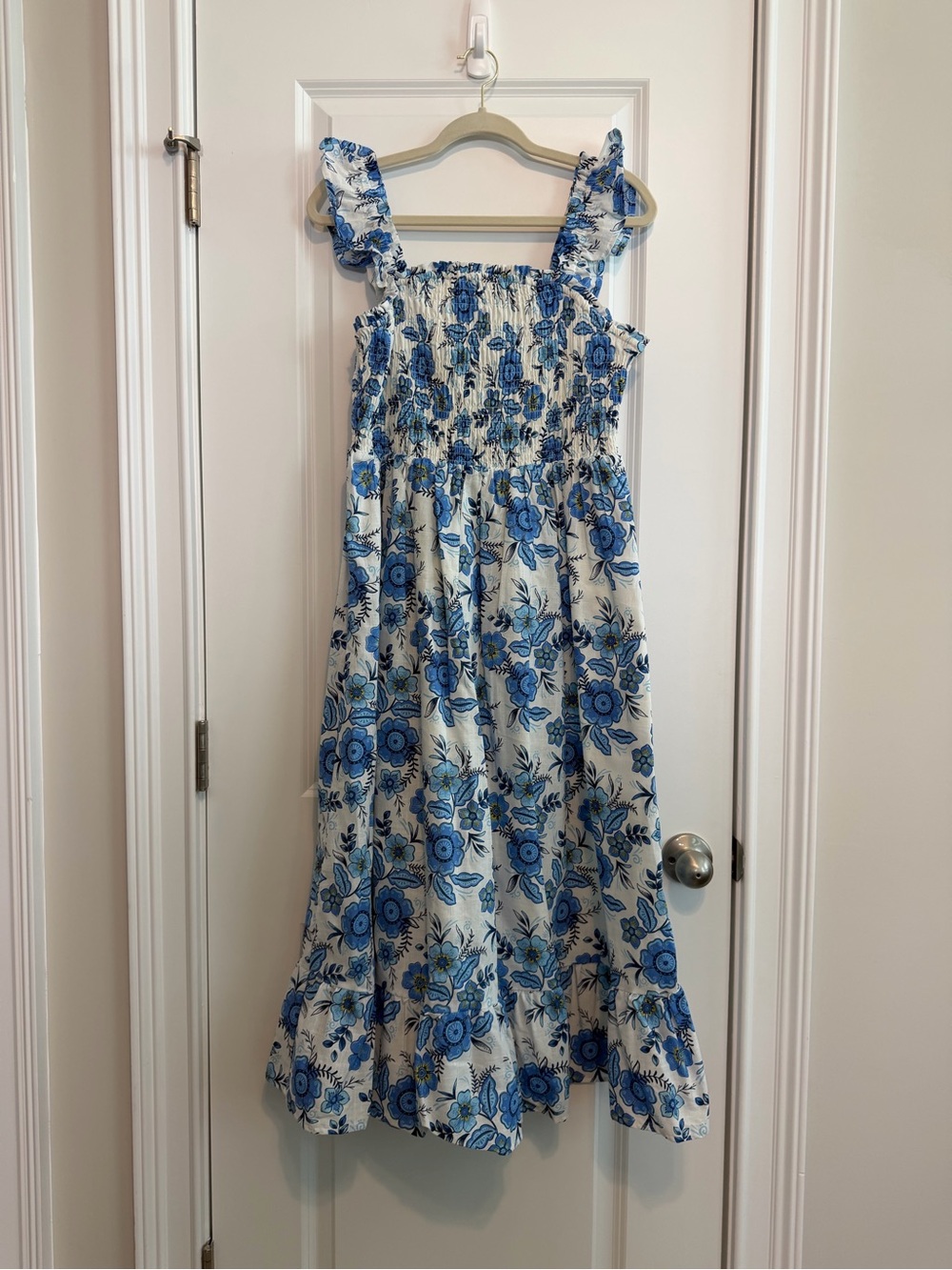 Haute Hippie Blue and White Floral Maxi Dress